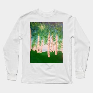 Birch Grove on a sunny day Long Sleeve T-Shirt